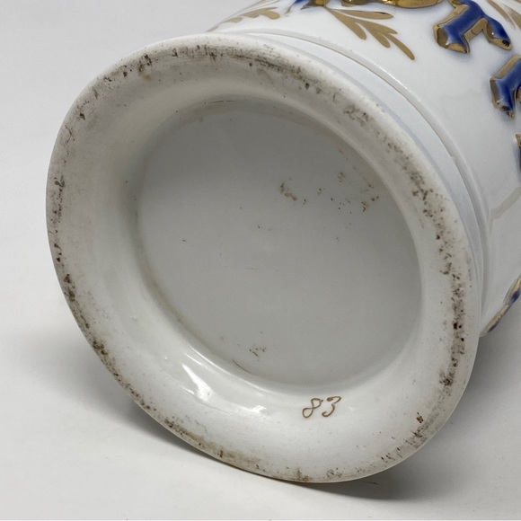 Antique Gilt Embossed "Present" Shaving Mug Occupational Angel Cherub Handle VTG - Picture 10 of 12